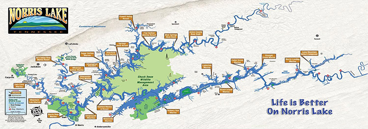 2026 Norris Lake simple map, no roads ©Scott DIckman